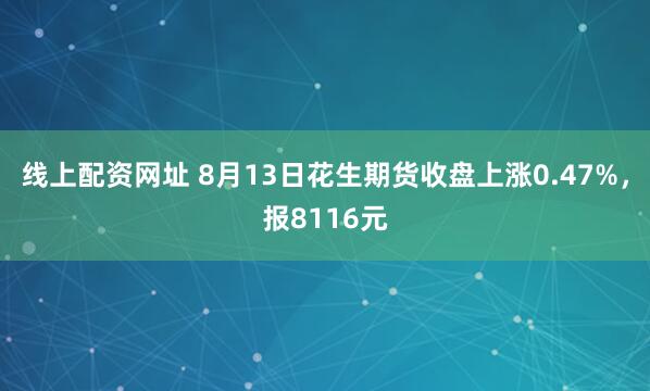 线上配资网址 8月13日花生期货收盘上涨0.47%，报8116元